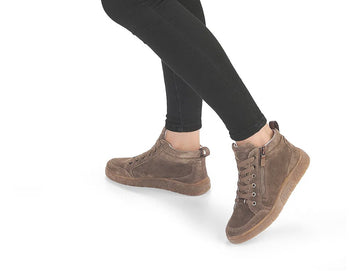 Ara Donna High lace-up Rom Sport Laces and Zip Suede Upper