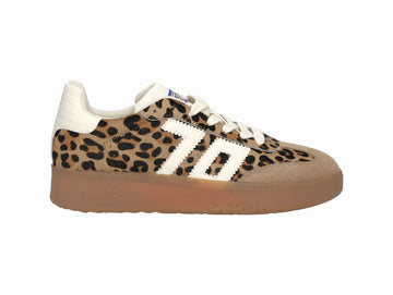 eaker Boston in Cavallino Stampa Leopardo con Suola Gomma 108003