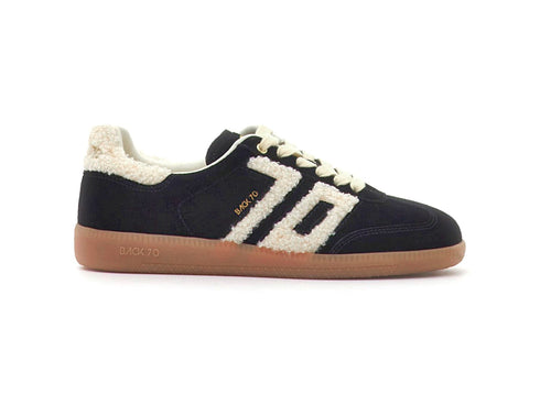 Back 70 Sneaker Cloud in Suede Nero con Dettagli Teddy 108005