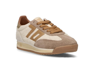 Back 70 Sneaker Jogger in Suede and Structured Fabric Beige