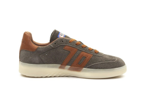 Back 70 Sneaker Boston Uomo in Suede Verde Fango e Pelle Cognac