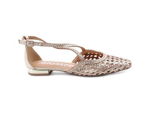 Gioseppo Ballerine Leskovic Comode in Pelle Intrecciata Platino 71180