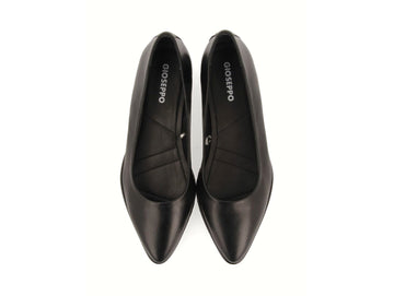 Gioseppo Sauchie Black Leather Ballerinas with Tank Tread Sole