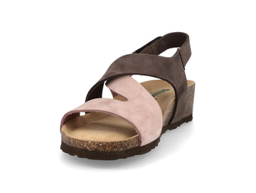 Bionatura Sandalo Bicolore con Zeppa Strappo Tomaia Nabuk