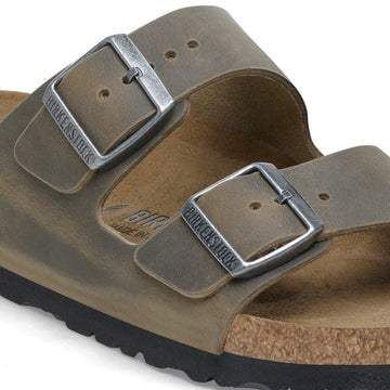 Birkenstock Men's Arizona Sandals in Faded Khaki Oiled Nubuck Leather