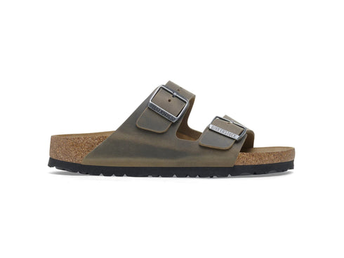 Birkenstock Sandali Arizona Uomo in Pelle Nabuk Oliata Faded Khaki 1027039