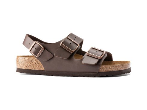 Birkenstock Uomo Milano Sandali Birko-Flor con 2 Fibbie Marrone