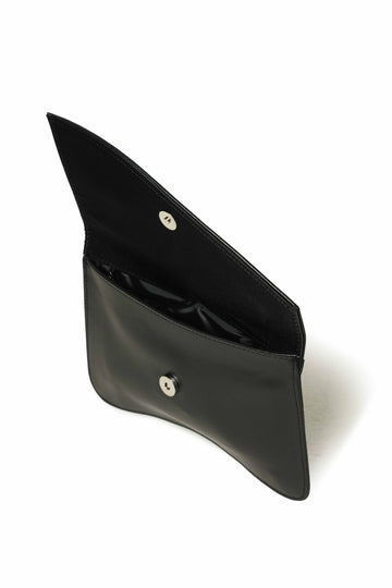 Melluso Black Leather Clutch with Chain