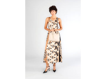 CafèNoir Bauletto Beige con Manici Tubolari e Tracolla Removibile