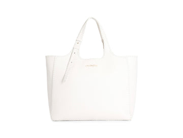CafèNoir Shopping Bag con Cuciture Decorative Bianca