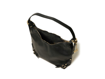 Melluso Leather Hobo Bag with Gold Details