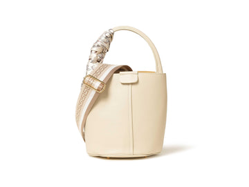 Melluso Secchiello in Pelle con Foulard e Tracolla Larga Beige BOR582-250564