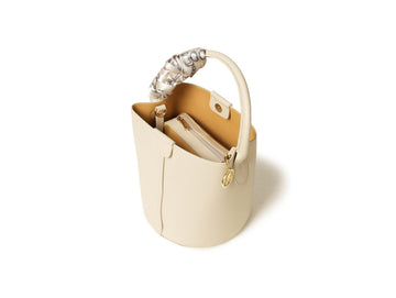 Melluso Leather Bucket Bag with Scarf and Wide Shoulder Strap