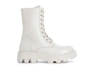 CafèNoir Anfibi Invernali Carrarmato Tacco Medio Tomaia Pelle Bianco C1FD1301-W022