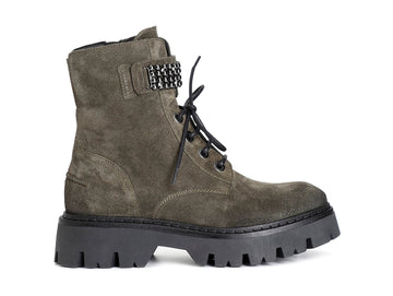 CafèNoir Anfibi Donna Invernali Carrarmato Tomaia Camoscio Verde Bosco C1FC6004-G029