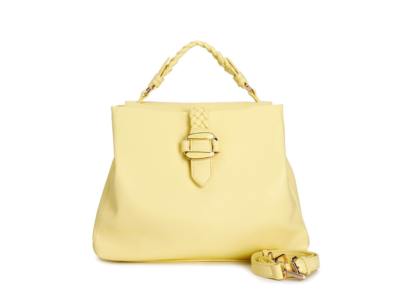 Borsa a Spalla Gialla con Manico Intrecciato CafèNoir PE