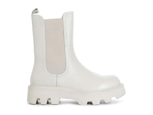 CafèNoir Donna Stivaletti Invernali Chelsea Tomaia Pelle Bianca C1FD1302-W022