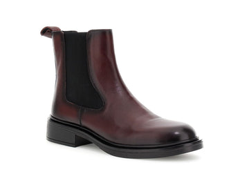 CafèNoir Women's Chelsea Boots in Burgundy Leather