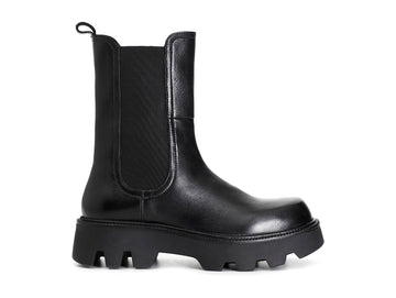 CafèNoir Stivaletti Invernali Chelsea Carrarmato Tomaia Pelle Nera C1FD1302-N001
