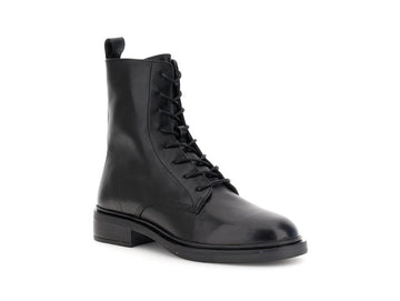 CafèNoir Women's Essential Combat Boots in Black Leather