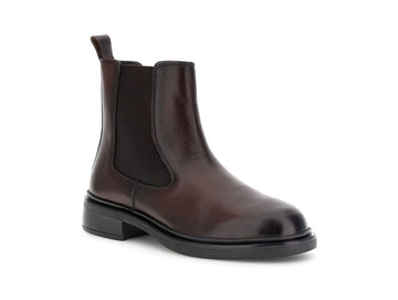 CafèNoir Women's Chelsea Boot with Elastic Band in Dark Brown Leather