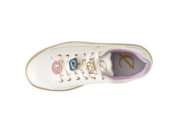 CafèNoir women's leather sneaker with rhinestone accessories
