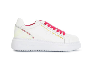 CafèNoir Donna Sneakers con Cuciture Decorative Tomaia Pelle Bianca C1DE1014-W005