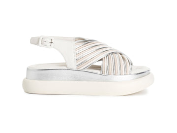 CafèNoir Sandalo Donna Platform Multi Argento con Fasce Incrociate C1HB2090-L003