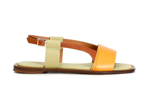 CafèNoir Sandalo Flat Estivo una Fascia Tomaia Pelle Multi Giallo C1GF1002-R013