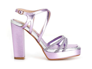 CafèNoir Sandalo Elegante Platform con Cinturini Microstrass Lilla C1MD9003-V014