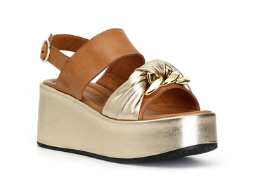 CafèNoir Sandals Wedge Upper two Bands Leather