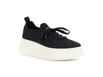 CafèNoir Women's Black Knit Platform Sneaker