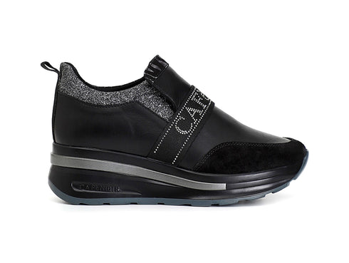CafèNoir Sneakers Slip-on con Elastico Logato Tomaia Pelle Nera C1DN1001-N001