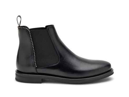 Frau Donna Chelsea Boots profilo Micro Borchie Tomaia Pelle Nera 98s7