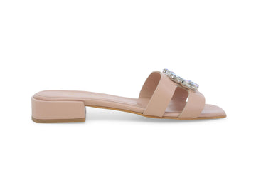 Melluso Ciabatte Chic in Pelle con Fibbia Cristalli Tacco Basso Pelle Rosa Cipria N306Z-252921
