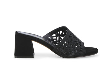 Melluso Ciabatta Donna Elegante con Strass Tacco Comodo Camoscio Nero n657-243614