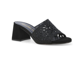 Melluso Women's Elegant Slipper with Rhinestone Comfortable Heel Suede