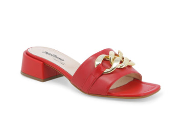 Melluso Gold chain low heel slippers with leather upper