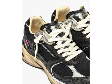 Crime London Women's Fugitive Sneaker, Black, Vintage Effect