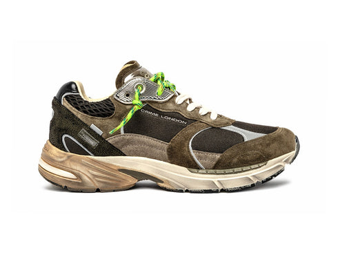 Crime London Sneaker Uomo Fugitive Verde Militare e Lime