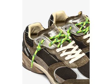 Crime London Sneaker Uomo Fugitive Verde Militare e Lime