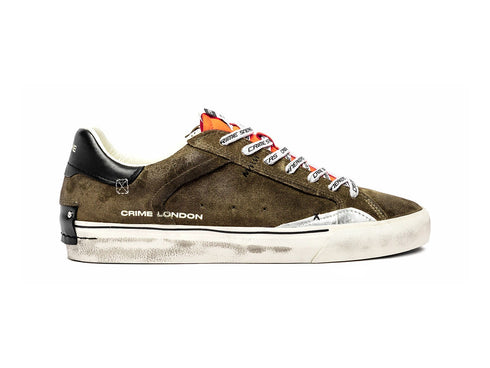 Crime London Sneaker Deconstructed Verde Militare e Arancio 11030