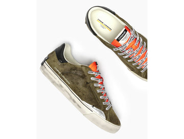 Crime London Sneaker Deconstructed Verde Militare e Arancio