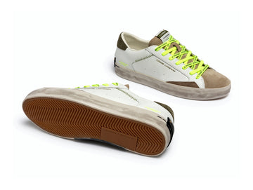 Crime London Sneaker Uomo Distressed Army Green con Lacci Fluo