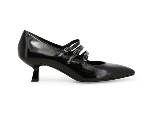 Melluso Women's Black Patent Leather Pumps with Triple Straps