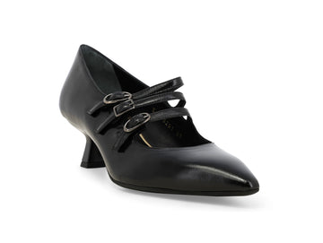 Melluso Black Patent Pump with Three Straps