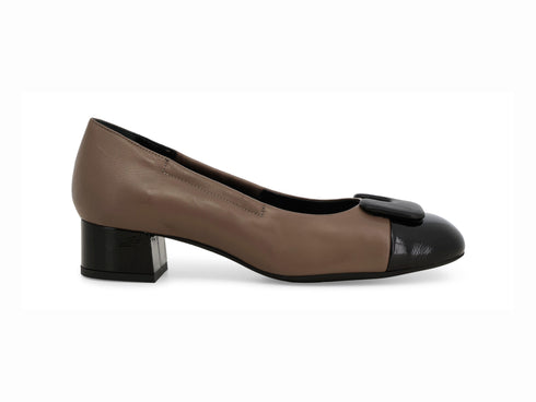 Melluso Décolleté Bicolore in Pelle e Vernice con Tacco Basso A260-252388
