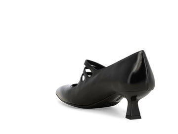 Melluso Black Patent Pump with Three Straps