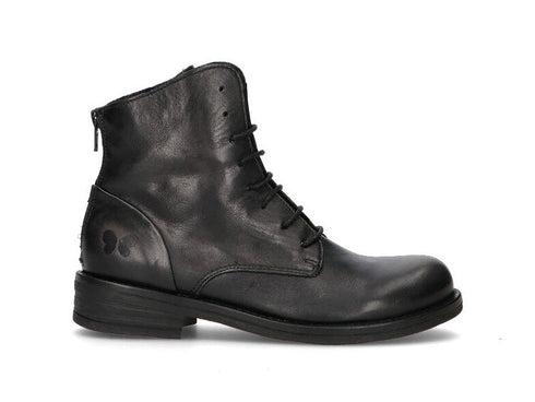 Felmini Anfibi con Stringhe e Cerniera Lampo Tomaia Pelle Nera D629 