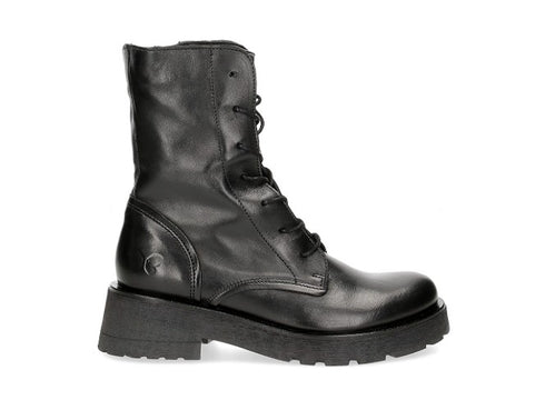 Felmini Anfibi Stringhe Cerniera Suola Carrarmato Tomaia Pelle Nera D510